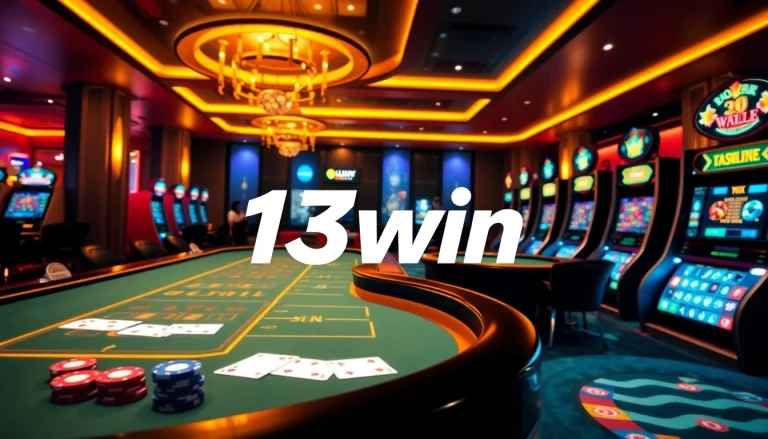 Players engaging in exciting casino games at 13win amidst vibrant atmosphere.