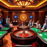RR88 players enjoying a thrilling gaming experience at a vibrant casino.