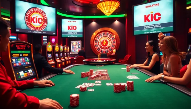 KJC offers an exciting poker experience at a luxurious casino table with vibrant gameplay.