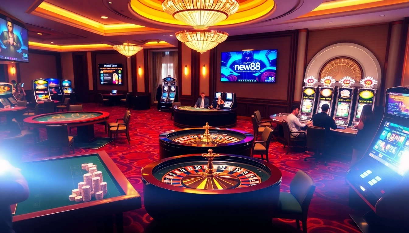 Experience the excitement of online gambling with new88's vibrant casino scene featuring thrilling games.