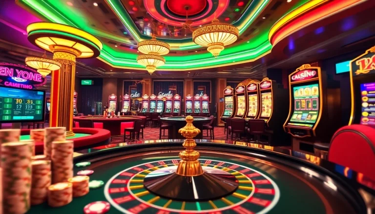 Immerse yourself in the exciting online gambling world at https://lc88.supply/, showcasing vibrant casino tables and slot machines.