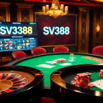 Engaging scene of gambling at SV388 casino with poker, roulette, and online betting.