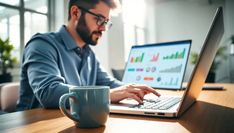 Engaging scene of a social media manager focusing on follow in dm strategies in a bright office.