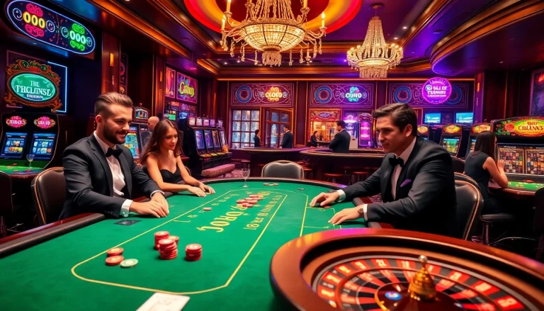 Players experience high-stakes excitement at OK9's luxurious casino tables.