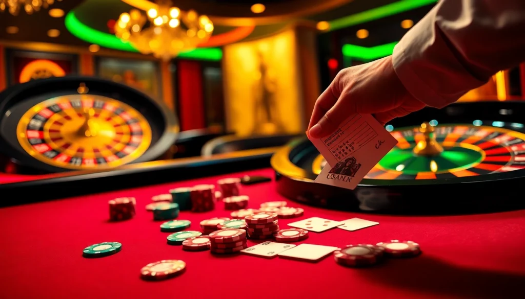 Experience the thrill of gambling at God345 with vibrant poker chips and action-packed casino tables.