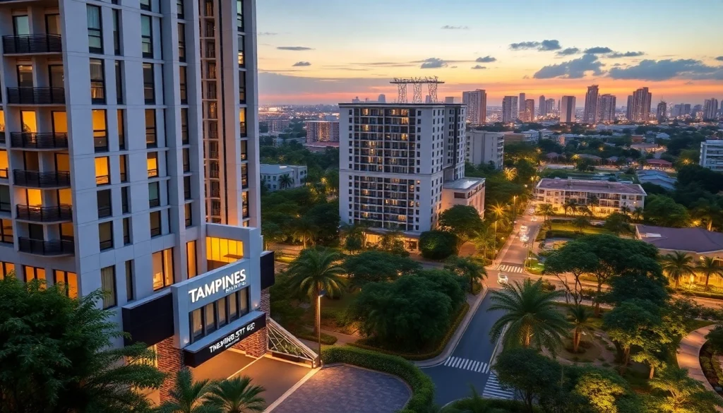 Visualize the tampines st 95 ec, featuring modern architecture and lush greenery in an urban setting.