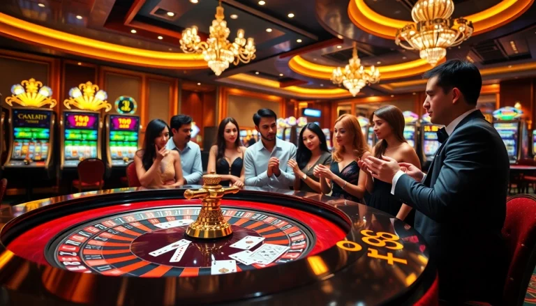 Gambling scene showcasing new 88 excitement with roulette and cards.