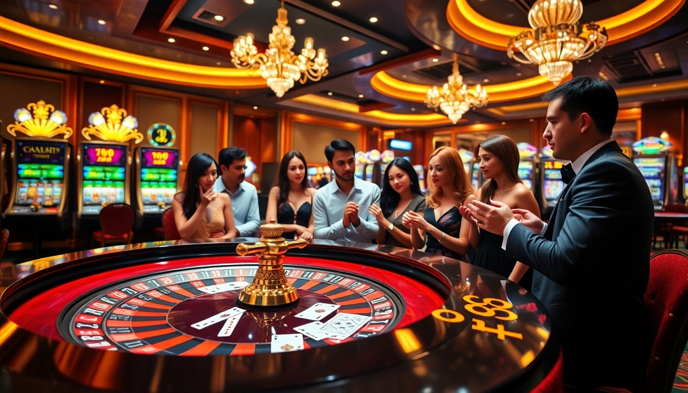 Gambling scene showcasing new 88 excitement with roulette and cards.