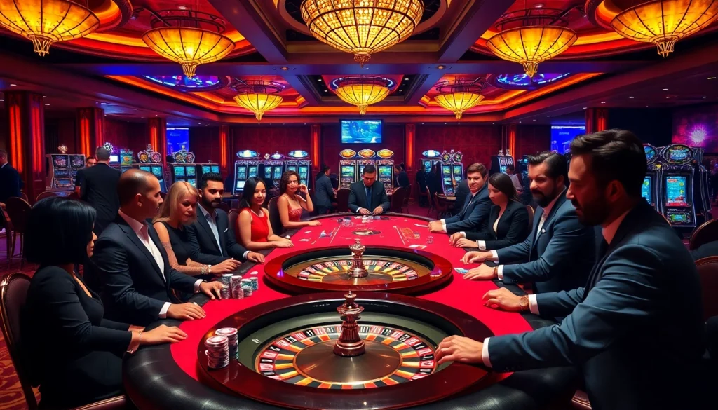 Engaging gamblers at a luxurious casino, showcasing the excitement of https://okadabooks.com/ betting.