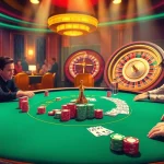 Engaged players strategizing at a 9bet poker table in a luxurious casino setting.