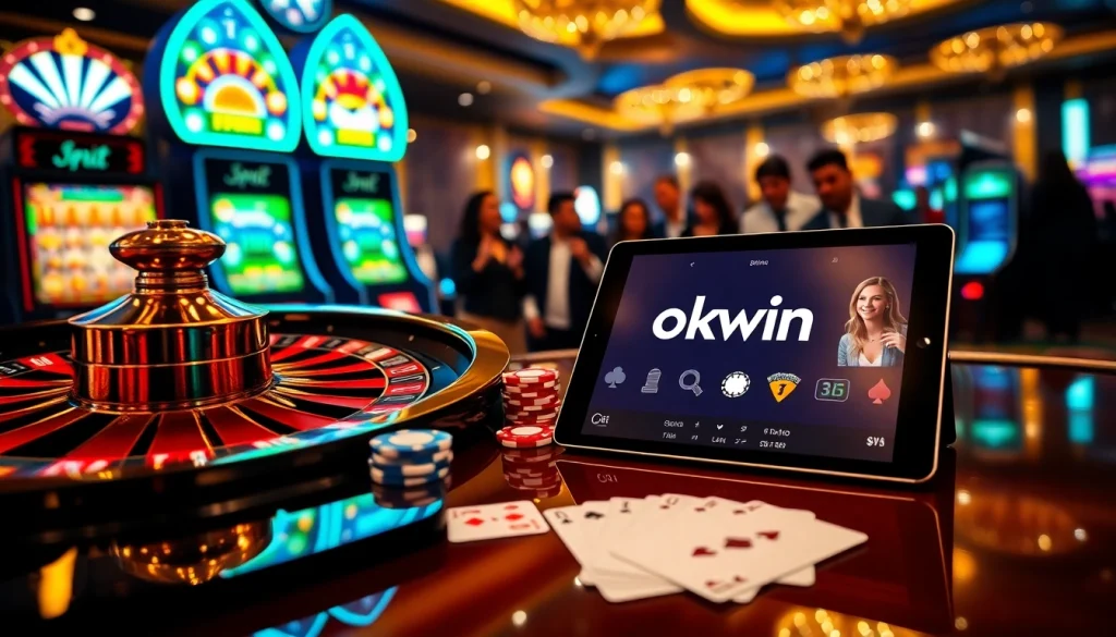 Experience thrilling excitement at Okwin with vibrant casino tables and winning players.