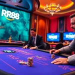 Experience the thrill of high-stakes gambling at the RR88 casino with vibrant gaming tables.