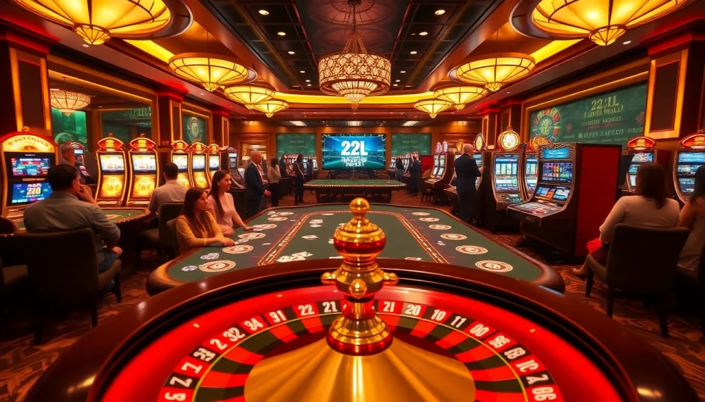 Experience the excitement of the 22JL app with vibrant casino gameplay, including tables and slot machines.