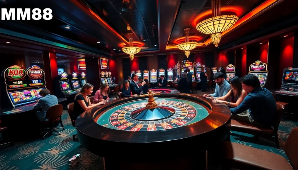 Experience thrilling gameplay at MM88 blackjack table with vibrant slots and engaging players.