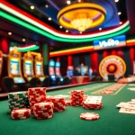 Players enjoying games at the Vb88 casino, featuring vibrant tables and exciting slot machines.