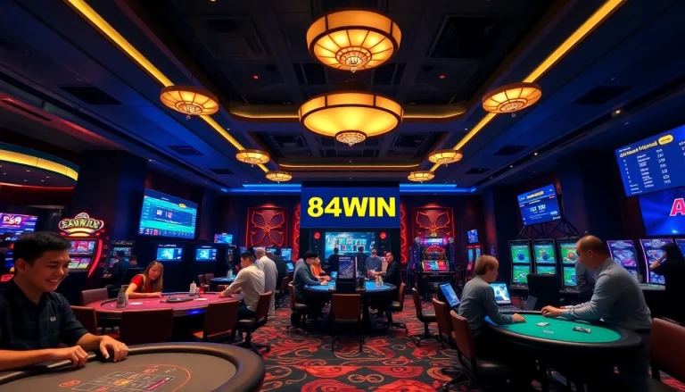 Exciting gaming scene at 84WIN showcasing trusted online casino activities.