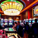 Excited players enjoying vibrant slot machines at a premier 슬롯사이트 casino.