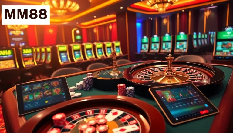 Experience the thrill of gambling at MM88 with vibrant poker tables and exciting games.