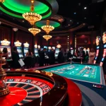 Excited gamblers enjoying an upscale f8beta2 casino experience with roulette and slots.