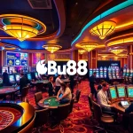 Boost your winning strategies at Bu88 with vibrant casino gaming tables and slot machines.