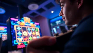 Mainkan qq macan game dengan fokus tinggi, suasana gaming yang vibrant.