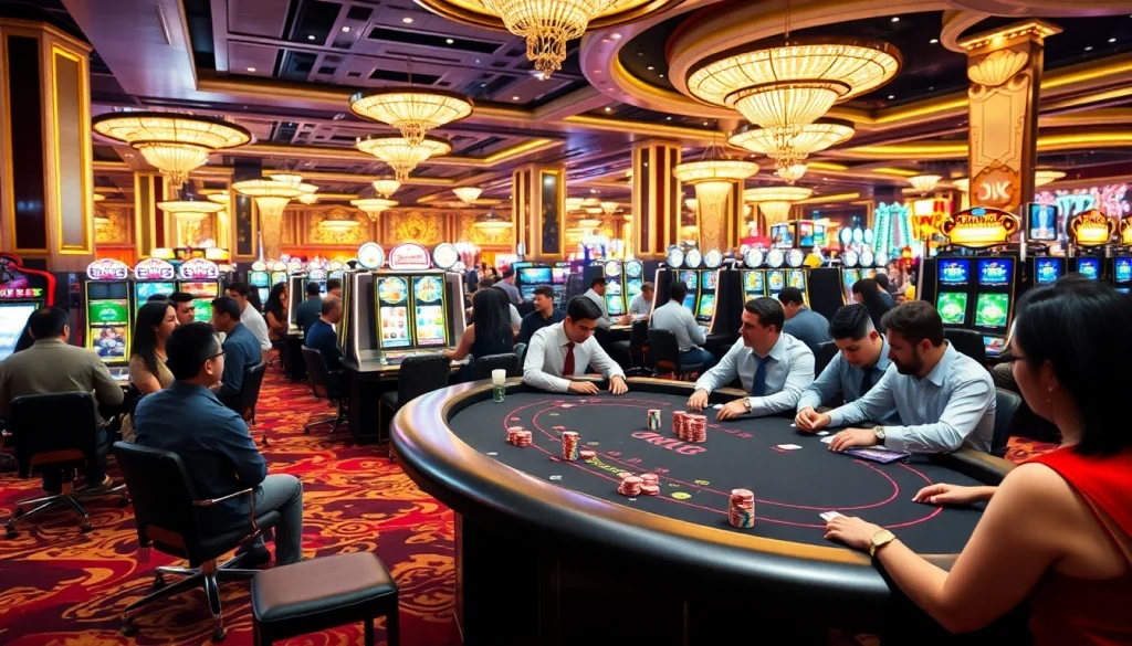 Intense gameplay action at TT88 casino, showcasing poker tables and excited players.