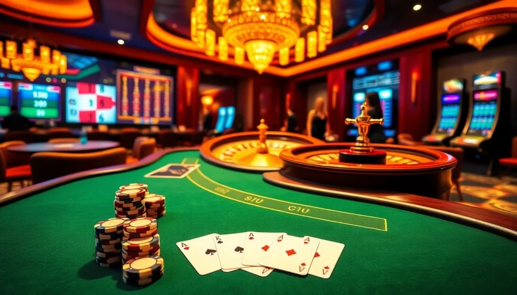 Experience the excitement of keluaran china at a luxurious casino setting with poker and roulette games.
