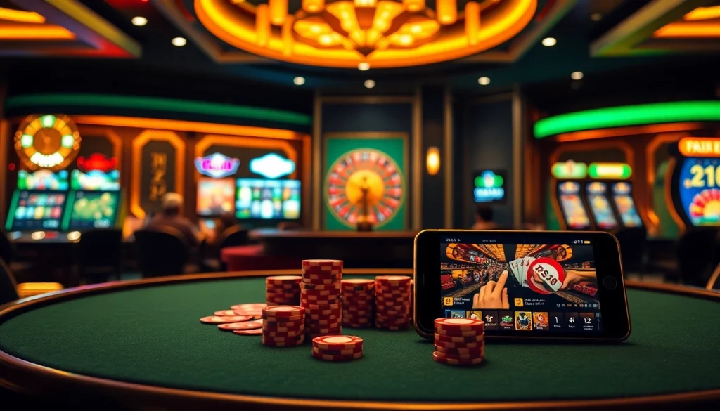 Experience the thrill of rr88 đăng nhập at a luxurious casino table with poker chips and cards.