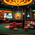 Experience the thrill of rr88 đăng nhập at a luxurious casino table with poker chips and cards.