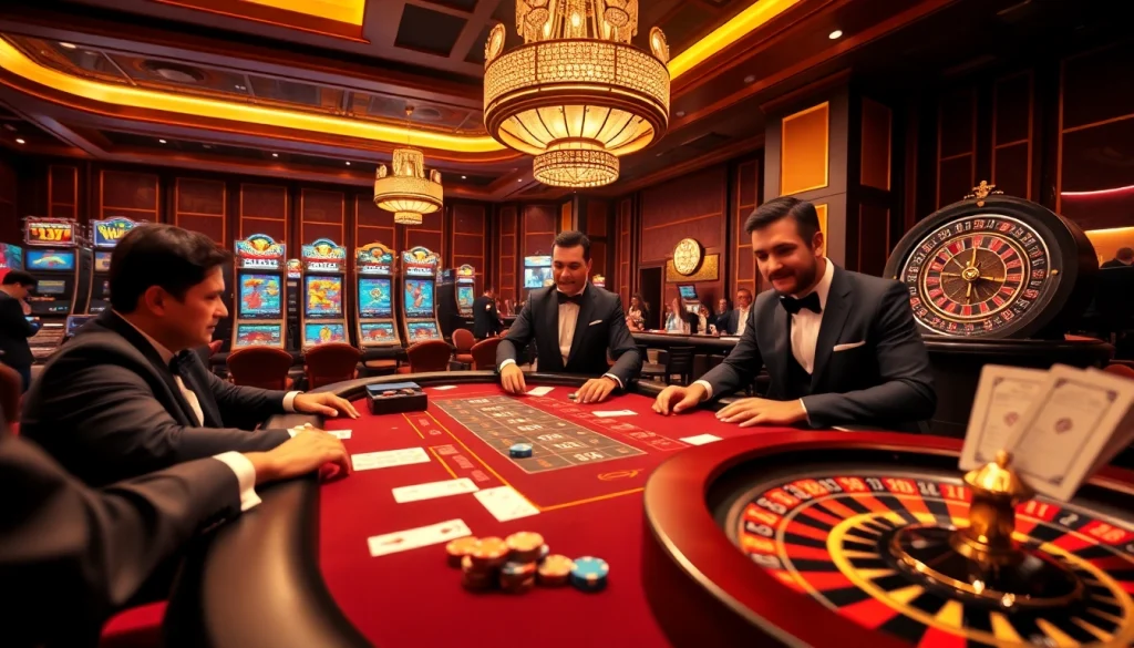 Engaged players at Pushpa Club casino table strategizing with poker chips.