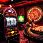 Exciting slot88 machine sparks joy at a luxury casino table with players enjoying games.