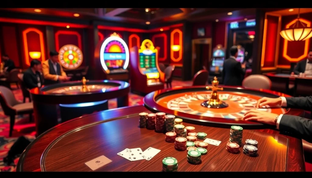 Exciting gambling action at BL555 featuring a vibrant roulette table and engaged players.