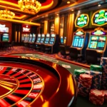 Experience the excitement of 388bet with engaging casino visuals featuring roulette, poker, and vibrant slot machines.