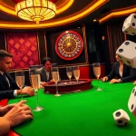 MM88 players enjoying poker at a luxurious casino table with lively atmosphere.