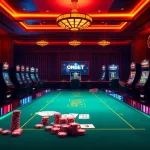 Experience the thrill of betting with ONBET's vibrant casino atmosphere, featuring gaming tables and slot machines.