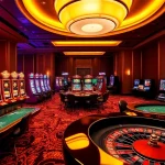 Players enjoying thrilling games at TG777 online casino with vibrant slot machines and poker tables.