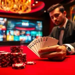 Player winning at the poker table with NK88 and luxurious casino atmosphere.