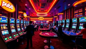 Experience exciting gaming at pub88 with vibrant slot machines and professional dealers.