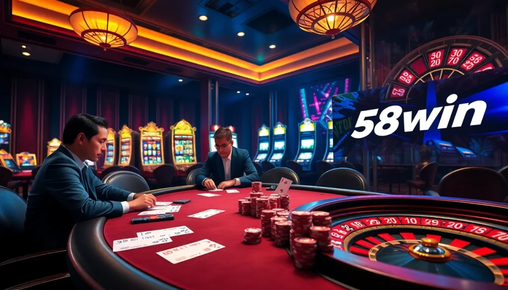 Experience the thrill of high-stakes poker at 58win's vibrant casino scene.