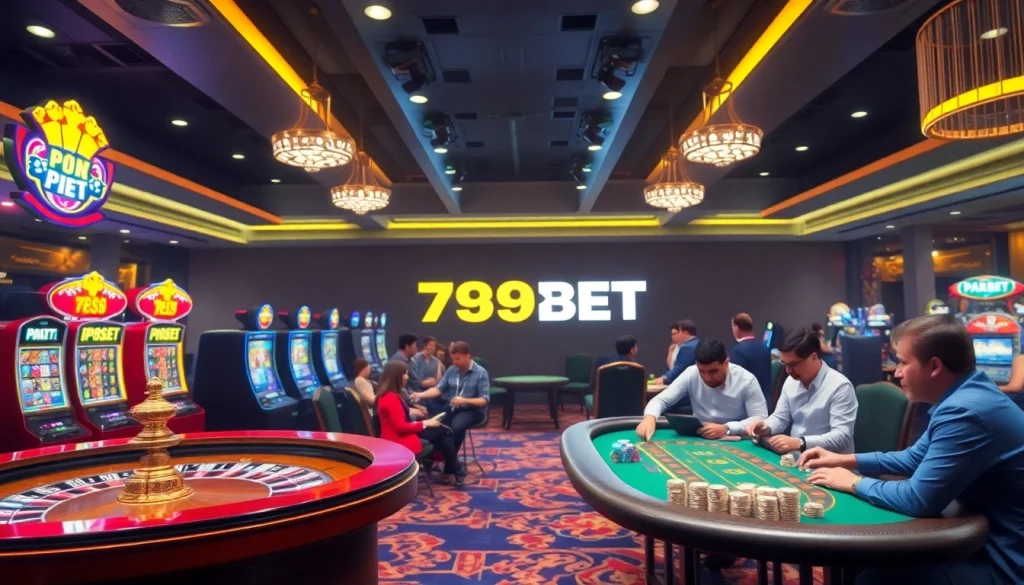 Engaging moment of players enjoying games at 789BET casino with vibrant tables and excitement.