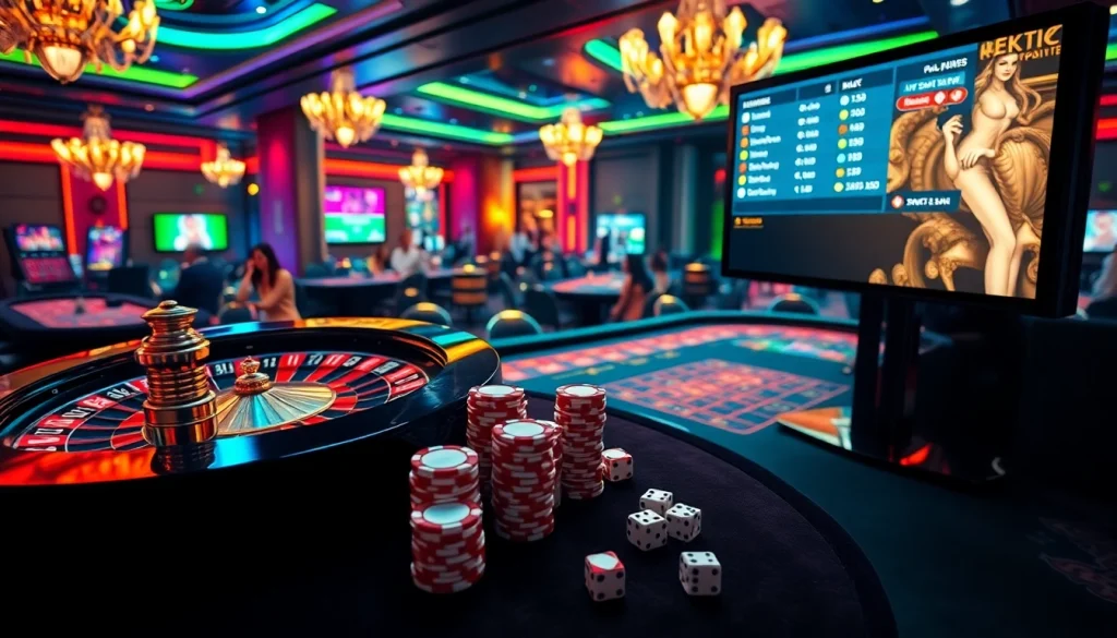 BK8 online casino scene featuring roulette and glowing betting interface.