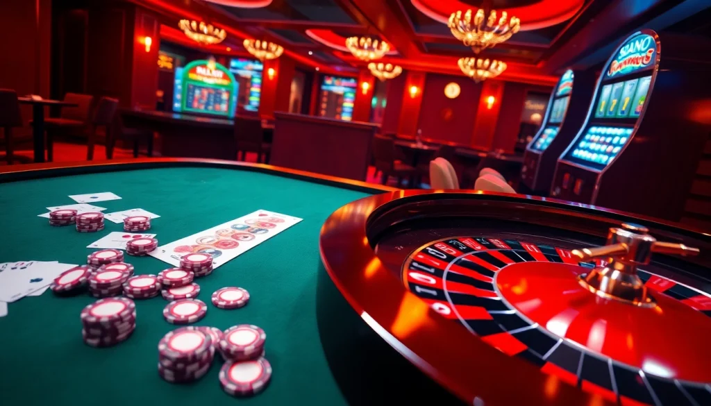 Experience thrilling gaming at slvip1.com.ph with vibrant poker chips and roulette wheel.