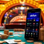 Players enjoying the benefits of the app okfun while engaging in a lively casino atmosphere with poker chips.