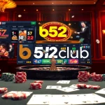 Gamblers enjoy the immersive b52club experience at a luxurious casino table with poker chips and cards.