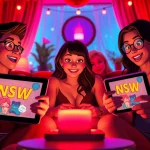 NSFW digital lounge scene with characters engaging in playful interactions.