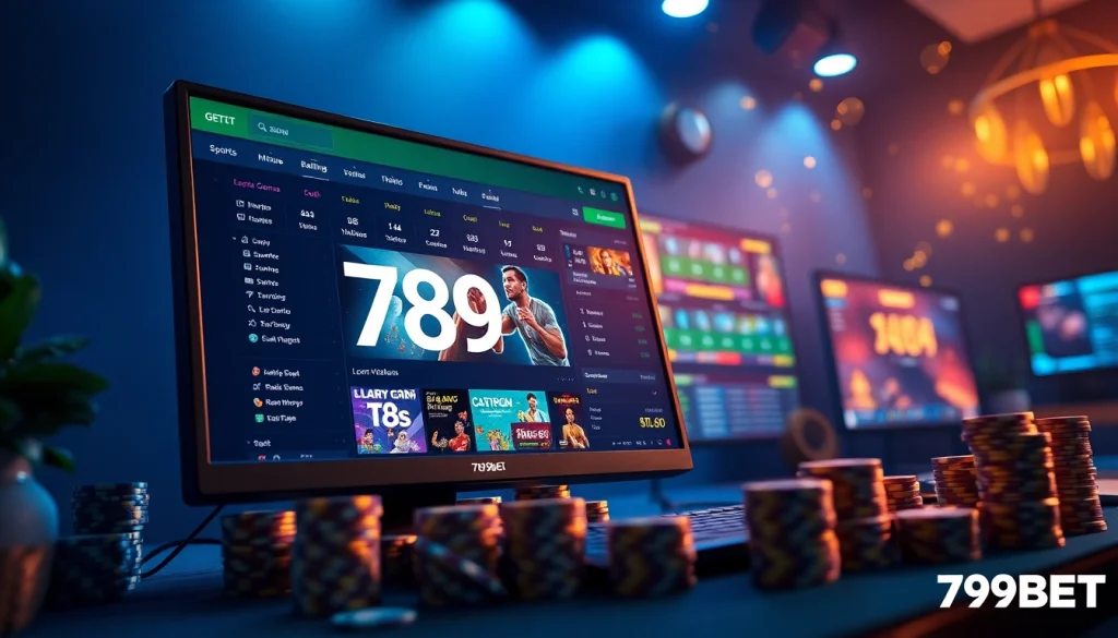 Engaging scene of 789BET online betting interface showcasing casino games and sports.