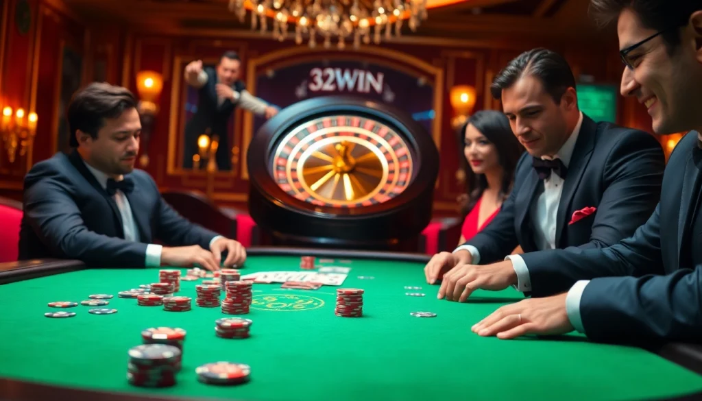 Experience thrilling poker action at 32WIN's luxurious casino tables, where every hand counts.