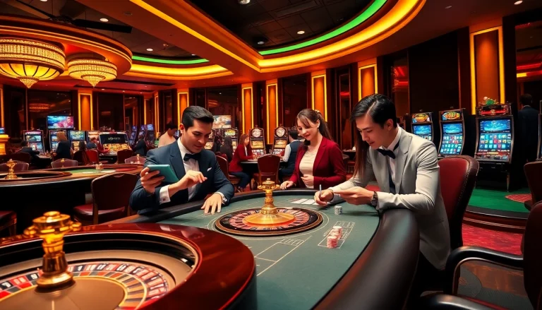 Experience thrilling online gambling at http://228kbet.net/ with a vibrant casino scene, showcasing exciting games and eager players.