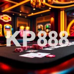 KP88 casino scene showcasing luxury poker tables and vibrant gaming activities.