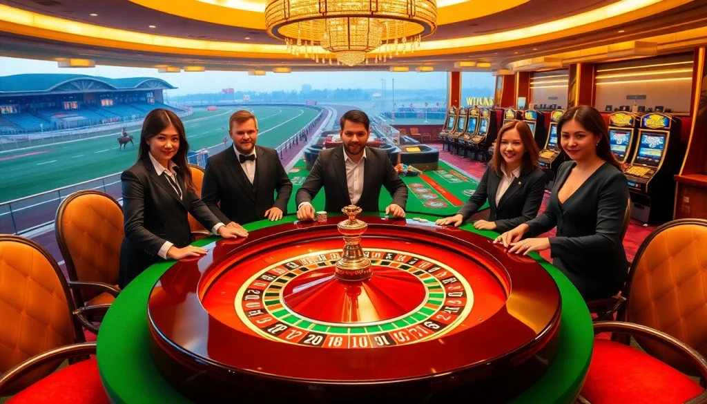 Experience the excitement of link ev88 with dynamic casino visuals showcasing roulette tables and poker chips.